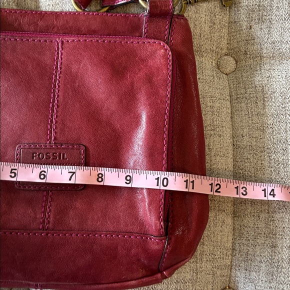 FOSSIL RYDER RED SATCHEL NEW AMERICA CLASSIC 1954 PEBBLED LEATHER CROSSBODY BAG - Picture 12 of 14